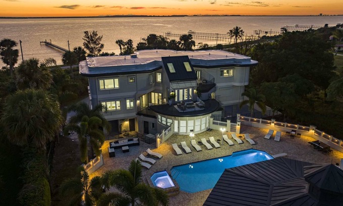 Fort Pierce Villa | 9000 SF Waterfront Mansion/Pool/Boat Dock/Theater