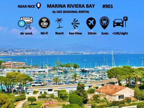 Villeneuve Loubet Beach Apartment | #901 MARINA RIVIERA BAY - Studio vue Mer et Port Panoramique