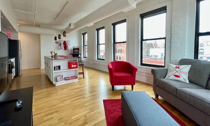 Southeast Omaha Apartment | A historic Husker themed, 1,300 square foot loft in the heart of the Old Market
