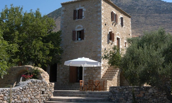 Thalames Villa | A medieval tower house in the Peloponnese with huge garden and amazing sea views