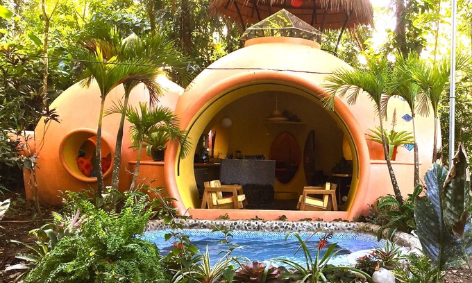 Puerto Viejo de Talamanca House | Adobe-style Dome Home with a pool In A Lush garden minutes from the beach.