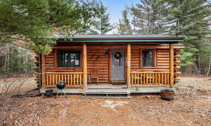 New Lisbon Cabin | Adorable cabin with pond access, WiFi, furnished porch, & gas fireplace