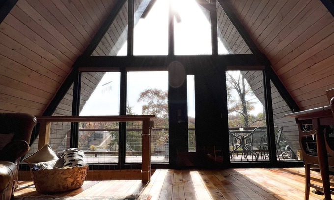 Camdenton Cabin | Aframe 34 ~ dock + lake front + hot tub + fire pit + great views