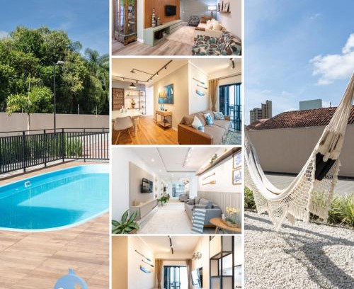 Picarras House | Apartamentos em Bal Piçarras 150 M DA PRAIA com Sacada Wi Fi, Piscina, Portaria 24h, Playground e vaga de GARAGEM
