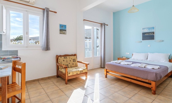 Paros Apartment | Apartment In A Hotel 'Livadia Studio A Paros' with Sea View, Wi-Fi and Air Conditioning