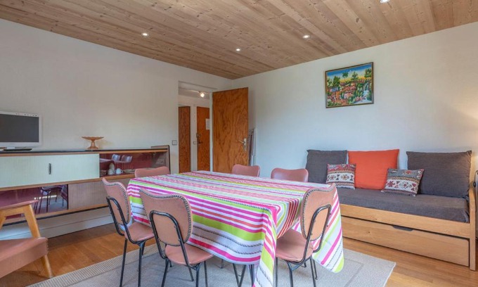 Megeve Apartment | Appartement cosy 4 pers, 1 ch, proche télécabines et centre, balcon exposé sud, parking, wifi - FR-1-453-59