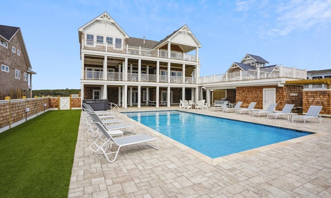 Pine Island House | Austin - New Construction Oceanfront 11BR with Elevator, Fire Pit, Pool, Fitness Room and More!