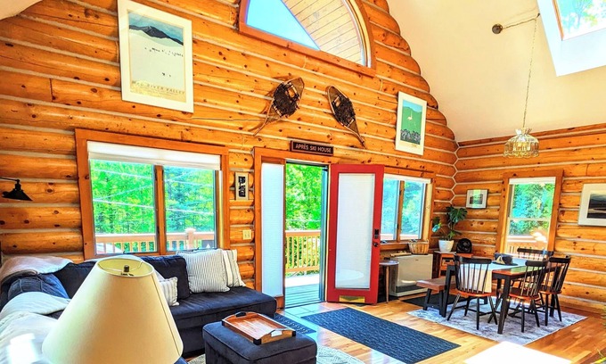 Warren Ski Chalet | Authentic Log Home in Warren. Ski town. Mountain biking. Short walk to lake.