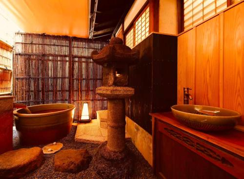 Nishijin Villa | Basara Kinmokusei Kyoto Machiya with 2 Gardens, Hinoki Sauna and Semi-Open-Air Bath