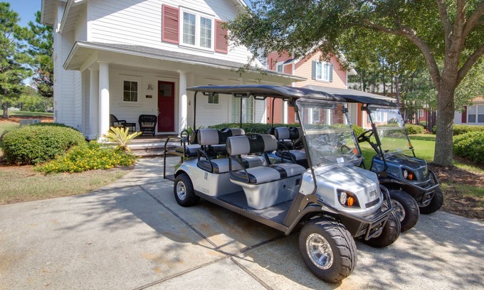 Laurel Grove House | Beach Cottage with Golf Course View, TWO six seat Golf Carts, Pool & Hot Tub!