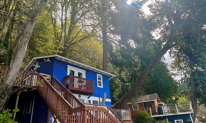 Vashon Island House | Beach view getaway with deck, gas grill, firepit and W/D