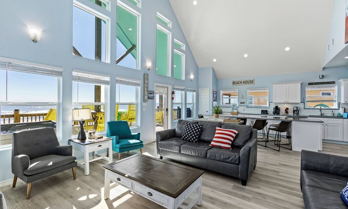 Gilchrist House | Beachfront 5BR | Hot Tub, Game Room & Lift