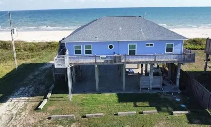 Port Bolivar House | Beachfront Living! Multi-Generation Beach Home with 360 Water Views