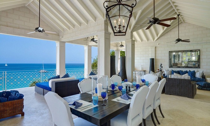 Old Trees Bay Apartment | Beachfront luxury 4 bedroom apartment with outside heated jacuzzi pool