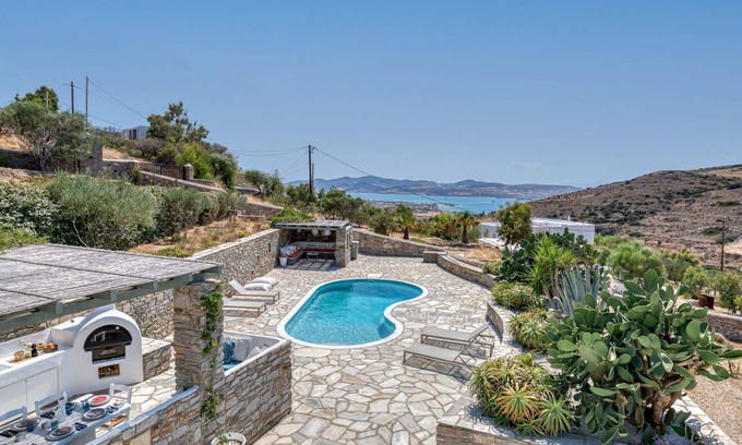 Nea Cryssi Akti Villa | Beautiful Cycladic Style Villa with private swimming pool, with sea view