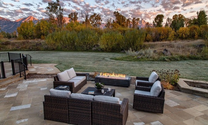 Jackson Hole House | Beautiful home in Jackson. Gorgeous Teton Views, Hot Tub and 72" Long Fire Table