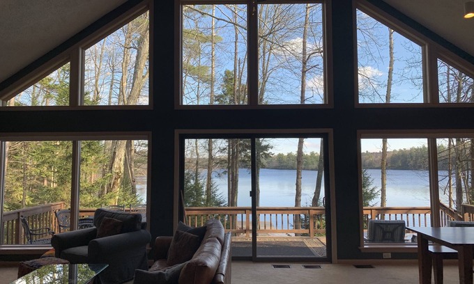 Pocono Pines House | Beautiful Lake Naomi Views: Lakefront w Private Beach, Fire Pit; NEW HOT TUB
