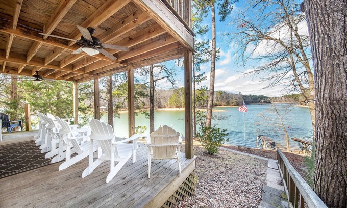 Little Kowaliga House | Beautiful waterfront lake house with boat slip & sunset views