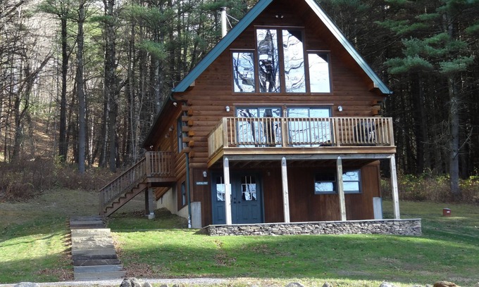 Hillsdale Ski Chalet | Beautifully decorated & immaculate log chalet on 3 acres, winter views.