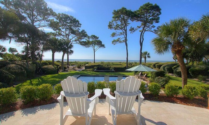 Oceanside House | Beautifully Decorated Home on one of the prettiest Oceanfront lots in Sea Pines!