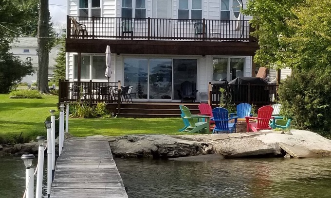 Bemus Point House | Bemus Point lakefront family home with deck, dock, boat slip, sunroom with view