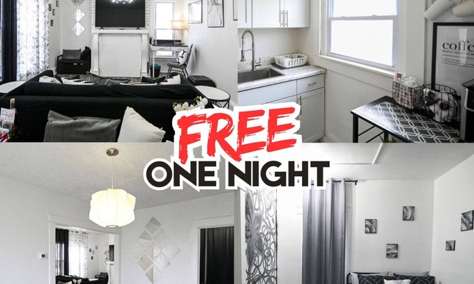 East Cleveland Apartment | Black & White Bliss | Themed | Sleeps 8