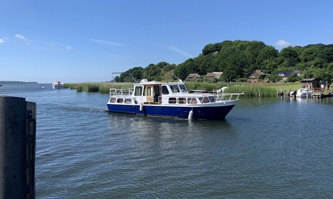 Sassnitz Boat Rental | Boat 'Motorschiff Dorina' with Sea View, Private Terrace and Wi-Fi
