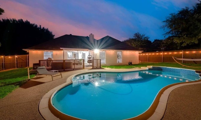 North Richland Hills House | Boho Chic Home w Backyard Paradise - Pool + Grill