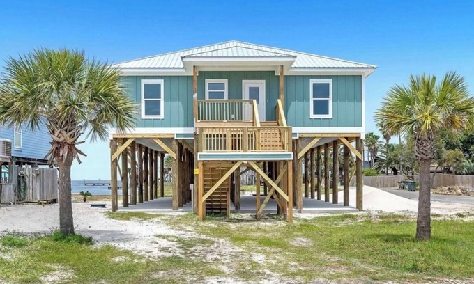 Fort Morgan Pines House | Brand New Home with Amazing Bay Views and 1-1/2 Block Walk to Gulf of Mexico