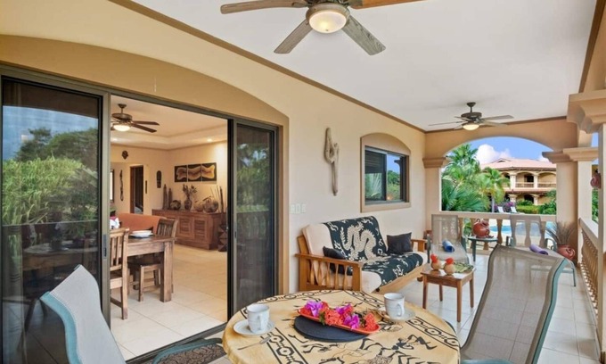 Junquillal Condo | Bright 2BR, 2BA condo with A/C, pool, fast Wi-Fi, and garden-view balcony. Walk to Playa Junquillal.