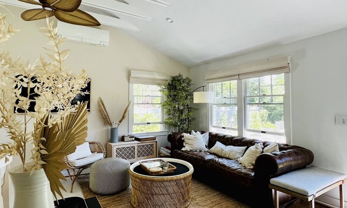 East Hampton North Cottage | Bright Modern Boho Beach Cottage, Heated Pool Access, EV Charging hook up