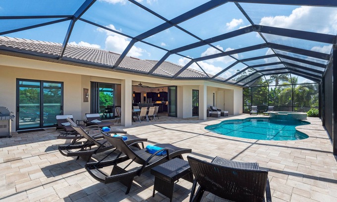 Pelican Villa | Cape Coral villa on the canal in the southwest, south-facing, pool + spa