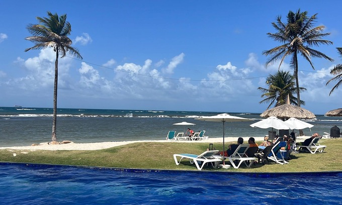 Bouvet Island Condo | Caribbean luxury with direct ocean, palms & white sand views in Playa Escondida!
