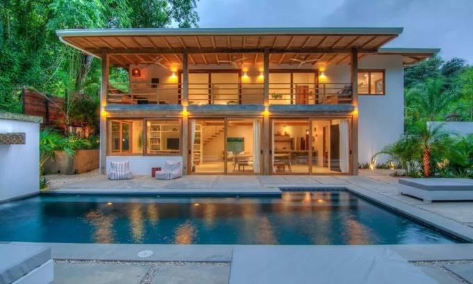 Nosara House | Casa Sierra, Walk to Surfing Beach, Bohemian inspired boho chic beach home with lush tropical landsc