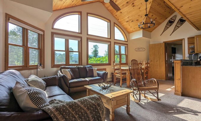 Woodstock Condo | Chalet-styled condo in the heart of the White Mountains; pool/hottub/golfing