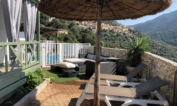 Olmeto Ski Chalet | Chalet Vanessa gitotel on private property terrace 80m2 panoramic view