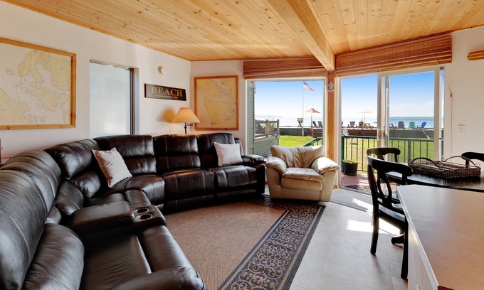 Camano Island House | Charming beachfront home with ocean and mtn. views, firepit, private gas grill!