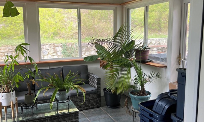 Burnt Chimney House | Charming furnished basement with kitchen and full bathroom in adorable Vinton