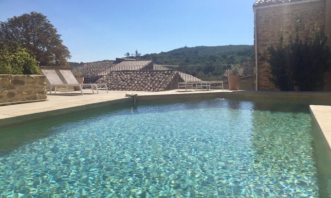Barjac House | Charming house in a village 15 km from Uzès, heated pool, dominant view