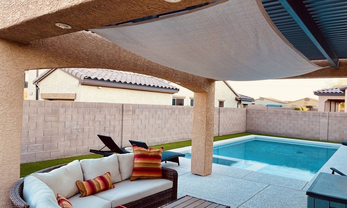 North Las Vegas House | Charming house with saltwater pool and hot tub