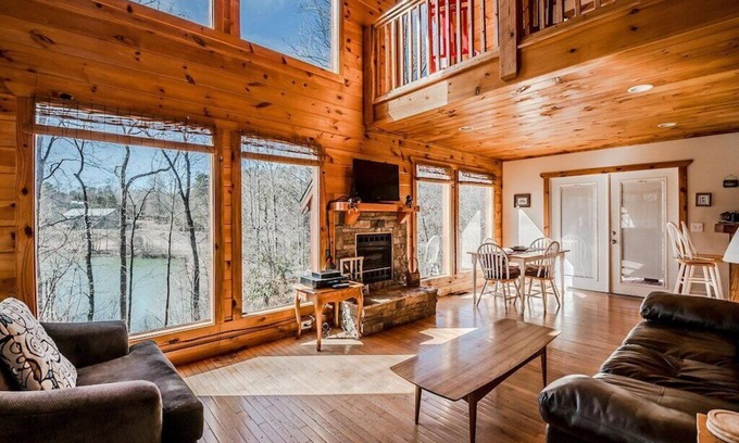 Cleveland Cabin | Charming Lake View Cabin | 2BR 2BA | Hot Tub | Game Room | Fishing | Fire Pit