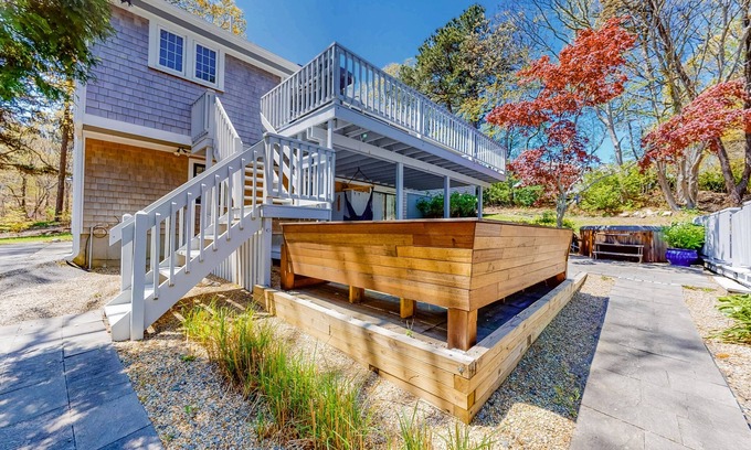 East Dennis House | Charming & spacious Cape Cod Eden by the beach with pool, hot tub & fireplace