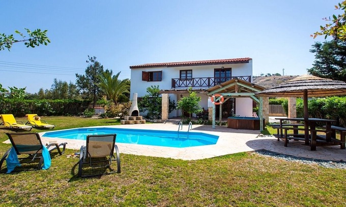 Pomos Villa | Charming Villa, Private Pool, Hot Tub, Sea Views close to the Pretty Fishing Harbour at Pomos!