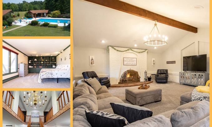 Huntsburg Villa | Cheerful Family Manor- Sleeps 25 w/hot tub and private pool in Amish Country