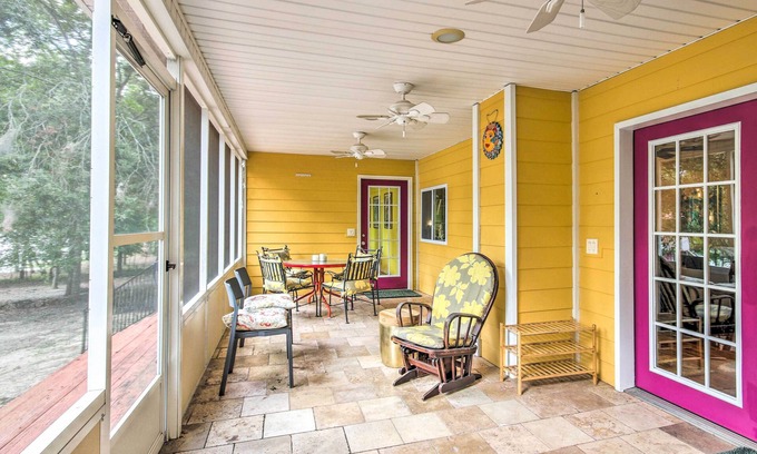 South Carolina Lakes & Blackwater Rivers Cottage | Cheery Swansea Home on Calmont Pond w/Dock!