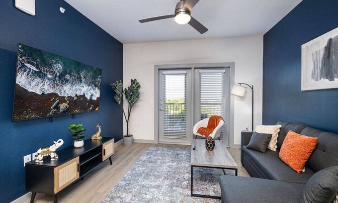 Lewisville Apartment | Chic 1BD: Pool, Gym & Efficient Workstation Area