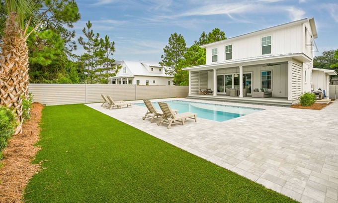 Village of Sugar Beach House | "Coffee and Starfish" Brand New Seagrove Beach Home - Large Heated Private Pool, EV-friendly