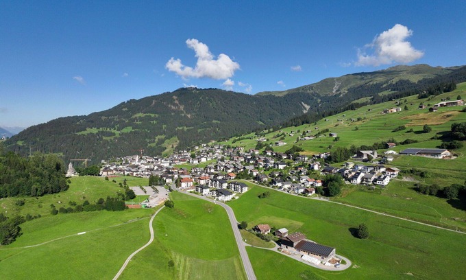 Falera Apartment | Cosy apartment for 6 guests with pool, WIFI, TV, balcony and panoramic view