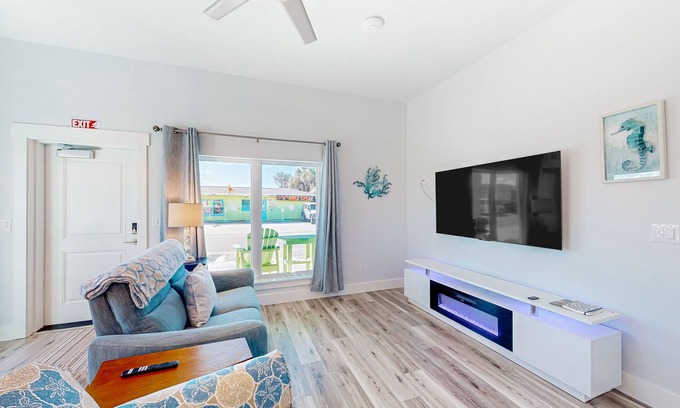 Flagler Beach Condo | Couple's Getaway, 1st- floor suite w/ocean views, beautiful sunrises, patio, AC