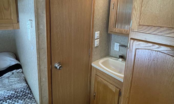 Campbellsport RV Rental | Cozy and Quiet Camper at Camp Northern Lights!